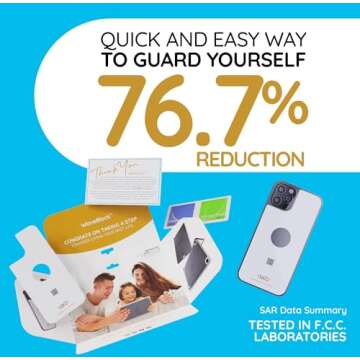 WAVEBLOCK EMF Blocker for Cell Phone - Made for iPhone 12/12 PRO / 13 PRO - The Only Patented Real Scientifically Backed Lab-Tested 5G-Shield EMF Reduction Sticker, USA Made White