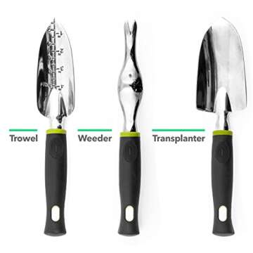 Vremi 9 Piece Garden Tools Set - Gardening Tools with Garden Gloves and Garden Tote - Gardening Gifts Tool Set with Garden Trowel Pruners and More - Vegetable Herb Garden Hand Tools with Storage Tote