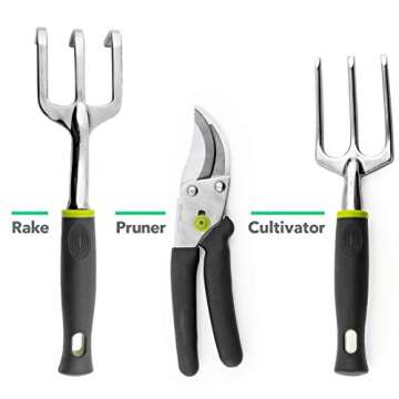 Vremi 9 Piece Garden Tools Set - Gardening Tools with Garden Gloves and Garden Tote - Gardening Gifts Tool Set with Garden Trowel Pruners and More - Vegetable Herb Garden Hand Tools with Storage Tote