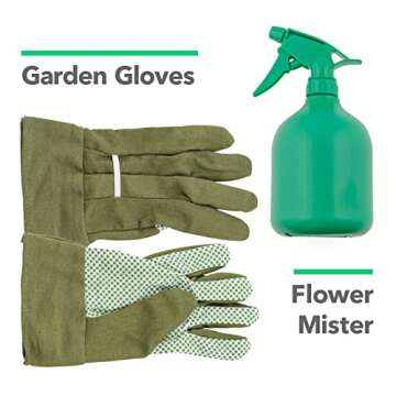 Vremi 9 Piece Garden Tools Set - Gardening Tools with Garden Gloves and Garden Tote - Gardening Gifts Tool Set with Garden Trowel Pruners and More - Vegetable Herb Garden Hand Tools with Storage Tote