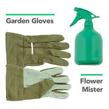 Vremi 9 Piece Garden Tools Set - Gardening Tools with Garden Gloves and Garden Tote - Gardening Gifts Tool Set with Garden Trowel Pruners and More - Vegetable Herb Garden Hand Tools with Storage Tote