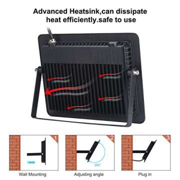 Black Lights 100W LED Black Purple Lights Flood Light with Plug(6ft Cable) for Blacklight Party, Stage Lighting, Aquarium, Body Paint, Fluorescent Poster, Neon Glow in The Dark Night