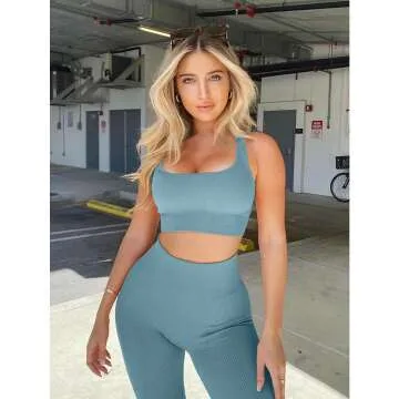 OQQ Women's 4-Piece Workout Set with Leggings & Tops