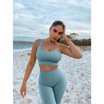 OQQ Women's 4-Piece Workout Set with Leggings & Tops