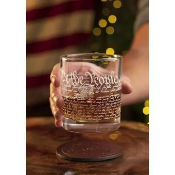 Constitution Whiskey Rocks Glass - 12oz Patriotic Gift