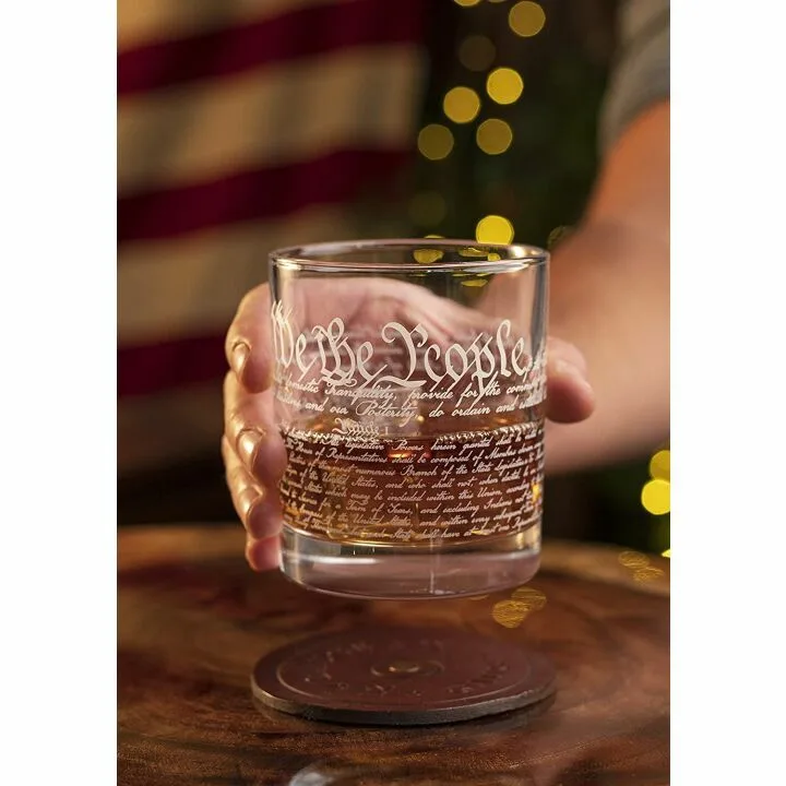 Constitution Whiskey Rocks Glass - 12oz Patriotic Gift
