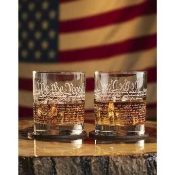 Constitution Whiskey Rocks Glass - 12oz Patriotic Gift