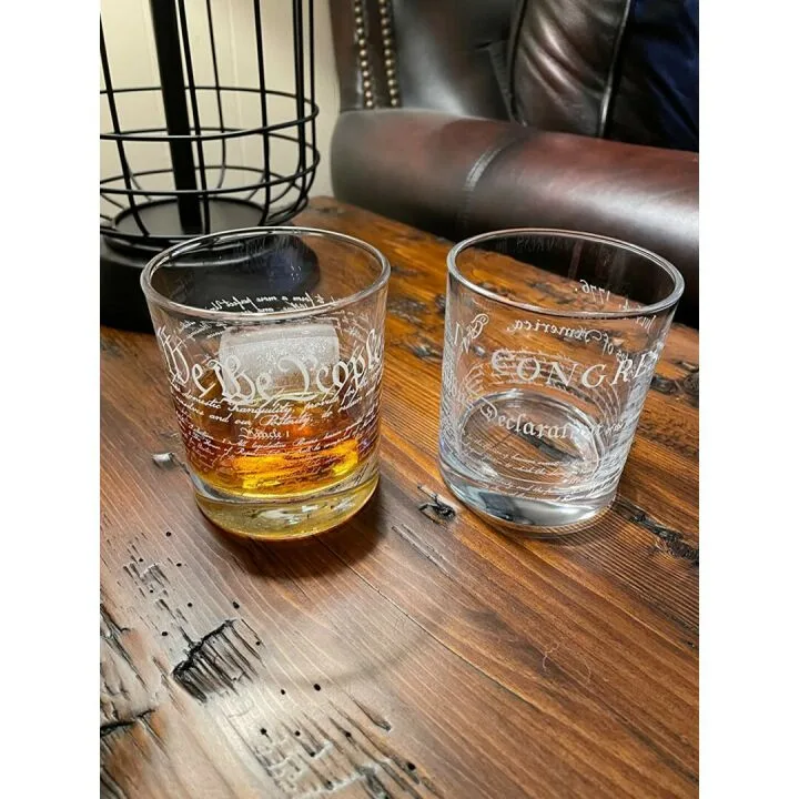 Constitution Whiskey Rocks Glass - 12oz Patriotic Gift