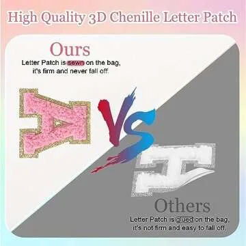 HENGNI Small Personalized Letter Makeup Bag, Cute PU Leather Chenille Letters Cosmetic Bag Travel Makeup Pouch, Preppy Travel Organizer Zipper Pouch for Women&Girls（WhitePink-A）