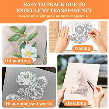 Vellum Paper 8.5 x 11 Translucent-Printable - Translucent Vellum Paper psler Translucent Paper Tracing Vellum Paper for Crafts Tracing,Drawing,Card Overlays,Invitation Envelope 30 Sheets