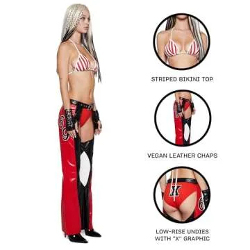 Dolls Kill Christina Costume Red PopStar Chaps Medium