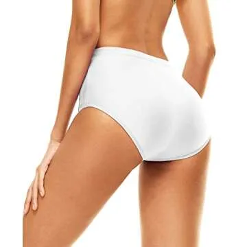 Bellecarrie Women's High Waisted Bikini Bottoms Full Coverage Tankini Swimsuit Bottoms Swim Dance Briefs (White, M)