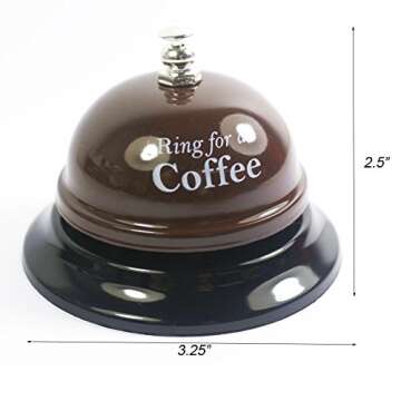 KiaoTime Desk Kitchen Bar Counter Top Service Call Bell Ring for a Coffee Desk Top Bell Ring for Service Call Bell Stage Hens Party Wedding Accessory (Ring for a Coffee)