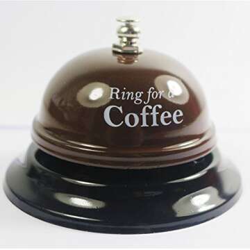 KiaoTime Desk Kitchen Bar Counter Top Service Call Bell Ring for a Coffee Desk Top Bell Ring for Service Call Bell Stage Hens Party Wedding Accessory (Ring for a Coffee)