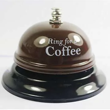 KiaoTime Desk Kitchen Bar Counter Top Service Call Bell Ring for a Coffee Desk Top Bell Ring for Service Call Bell Stage Hens Party Wedding Accessory (Ring for a Coffee)