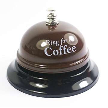 KiaoTime Desk Kitchen Bar Counter Top Service Call Bell Ring for a Coffee Desk Top Bell Ring for Service Call Bell Stage Hens Party Wedding Accessory (Ring for a Coffee)