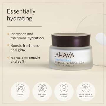 AHAVA Essential Day Moisturizer, Normal to Dry Skin - Essential Daily Hydrating Facial & Neck Cream, Anti-Aging & Smoothing Effect, Enriched with Osmoter, Aloe Vera, Allantoin & Vitamin E, 1.7 Fl.Oz