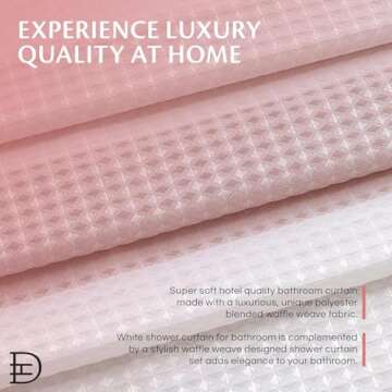 Dainty Home Waffle Weave Shower Curtain - Ombre Striped Pattern in Blush 70" x 72" - Water Resistant...