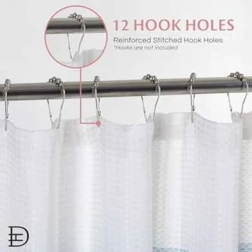 Dainty Home Waffle Weave Shower Curtain - Ombre Striped Pattern in Blush 70" x 72" - Water Resistant Polyester Blend, Washable Shower Curtain - Perfect Cloth Shower Curtain for Stylish Bathrooms