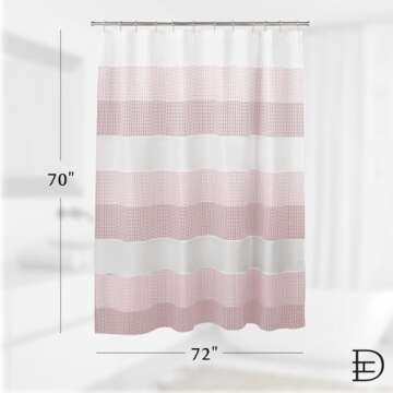 Dainty Home Waffle Weave Shower Curtain - Ombre Striped Pattern in Blush 70" x 72" - Water Resistant Polyester Blend, Washable Shower Curtain - Perfect Cloth Shower Curtain for Stylish Bathrooms