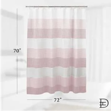 Dainty Home Waffle Weave Shower Curtain - Ombre Striped Pattern in Blush 70" x 72" - Water Resistant Polyester Blend, Washable Shower Curtain - Perfect Cloth Shower Curtain for Stylish Bathrooms