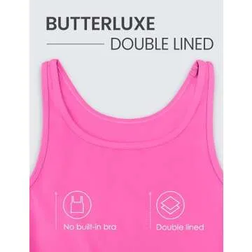 CRZ YOGA Womens Butterluxe Double Lined Workout Tank Tops Scoop Neck Racerback Cropped Casual Sleeveless Shirt Light Purple Small
