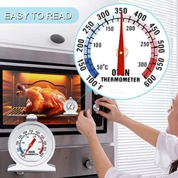 2 Pack Oven Thermometer - Oven Thermometer for Gas Oven 100-600°F Oven Grill Fry Chef Baking Thermometer Instant Read Stainless Steel Safe Meat Thermometer Kitchen Cooking, Oven Temperature Gauge