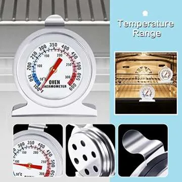 2 Pack Oven Thermometer - Oven Thermometer for Gas Oven 100-600°F Oven Grill Fry Chef Baking Thermometer Instant Read Stainless Steel Safe Meat Thermometer Kitchen Cooking, Oven Temperature Gauge