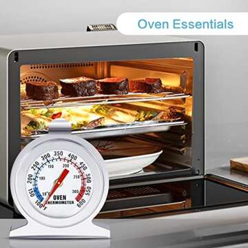 2 Pack Oven Thermometer - Oven Thermometer for Gas Oven 100-600°F Oven Grill Fry Chef Baking Thermometer Instant Read Stainless Steel Safe Meat Thermometer Kitchen Cooking, Oven Temperature Gauge