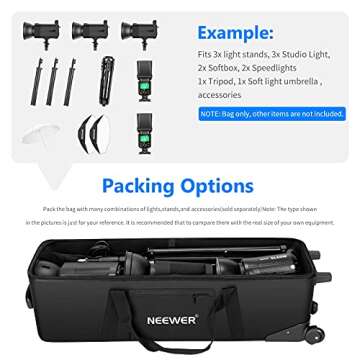 Neewer Photo Studio Equipment Case Rolling Bag 40.1x11.8x11.8 inches/102x30x30cm Trolley Carrying Case for Light Stand, Tripod, Light, Umbrella, etc