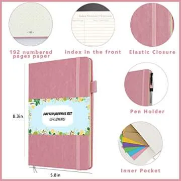 Bullet Dotted Journal Kit with Gift Box - 75pcs Journaling Supplies Set Including 192 Numbered Pages...
