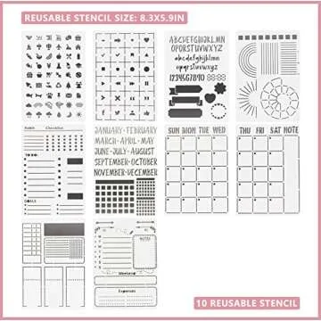 Bullet Dotted Journal Kit with Gift Box - 75pcs Journaling Supplies Set Including 192 Numbered Pages A5 Notebook, Colored Pens, Stickers, Stencils, Washi Tapes, Small Envelopes and Accessories (Pink)