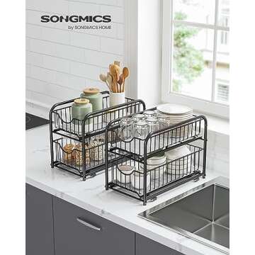 SONGMICS 2-Tier Pull Out Organizer for Kitchen & Bathroom