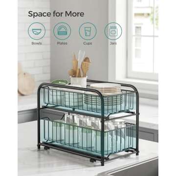 SONGMICS 2-Tier Pull Out Organizer for Kitchen & Bathroom