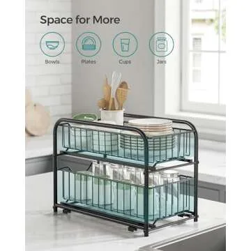 SONGMICS 2-Tier Pull Out Organizer for Kitchen & Bathroom