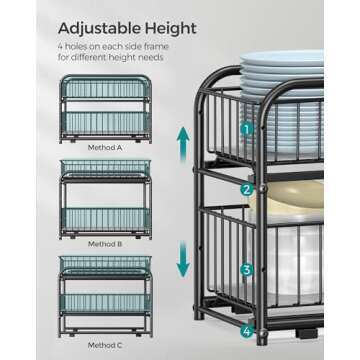 SONGMICS 2-Tier Pull Out Organizer for Kitchen & Bathroom
