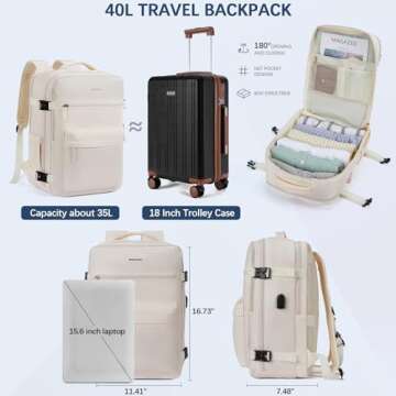 BOSTANTEN Travel Backpack for Women- Flight Approved Carry On Backpack, 15.6" Laptop Backpack Large Lightweight Weekender Bag