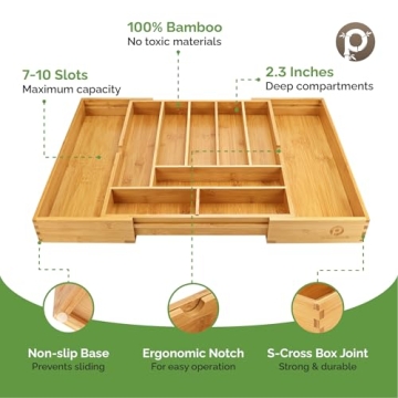 Expandable Bamboo Silverware Organizer for Every Drawer