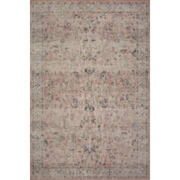 Loloi II Hathaway Collection HTH-05 Steel/Ivory 5'-0" x 7'-6", .25" Thick, Area Rug, Soft, Durable, Printed, Modern, Low Pile, Non-Shedding, Easy Clean, Living Room Rug