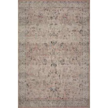 Loloi II Hathaway Collection HTH-05 Steel/Ivory 5'-0" x 7'-6", .25" Thick, Area Rug, Soft, Durable, Printed, Modern, Low Pile, Non-Shedding, Easy Clean, Living Room Rug