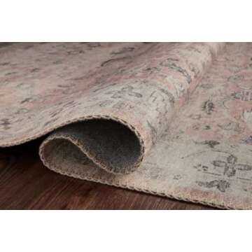 Loloi II Hathaway Collection HTH-05 Steel/Ivory 5'-0" x 7'-6", .25" Thick, Area Rug, Soft, Durable, Printed, Modern, Low Pile, Non-Shedding, Easy Clean, Living Room Rug