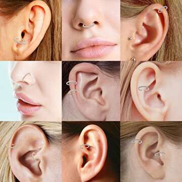 AROWRO Septum Clicker Rook Helix Daith Cartilage Tragus Earrings Nose Hoop AB CZ 16G 6mm 316L Surgical Steel Rose Gold Conch Piercing Jewelry Sleeper Earring