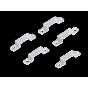 MSDUSA 100 Pack LED Strip Light Mounting Brackets LED Strip Light Clips LED Light Strip Holder 200 Screws Included (Ideal for 12mm Wide IP67/68 Waterproof Strip Lights)
