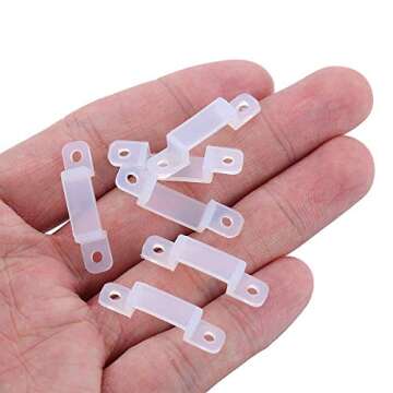 MSDUSA 100 Pack LED Strip Light Mounting Brackets LED Strip Light Clips LED Light Strip Holder 200 Screws Included (Ideal for 12mm Wide IP67/68 Waterproof Strip Lights)
