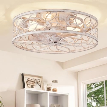 LEDIARY Caged Ceiling Fans with Stylish Lighting for Home