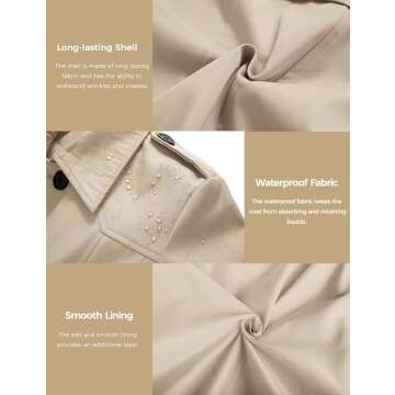 Wantdo Stylish Women's Waterproof Trench Coat for All Seasons
