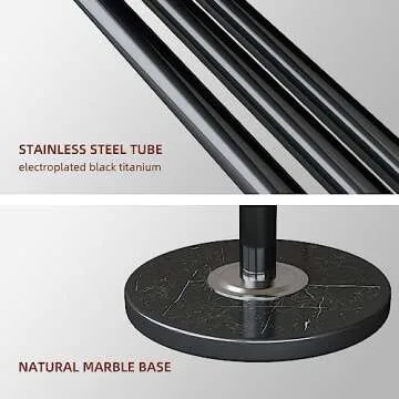 GAMNOF Black Coat Rack ​Freestanding, Metal Coat Rack Coat Hanger Stand, Entryway Tree Coat Rack Stand, High-grade Hat Tree with 12 Hooks & Natural Marble Base