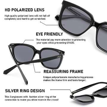 QQDDOSS Vintage Style Square Mens Womens Sunglasses Classic Trendy Polarized Sunglasses for Women with UV400 Protection