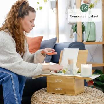 Altar Kit | Full Set with Healing Crystals, Candles, Cloth, and More for Mindful Souls | Travel Medi...