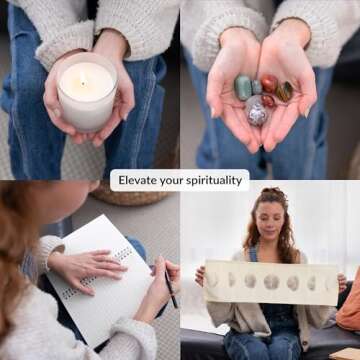 Altar Kit | Full Set with Healing Crystals, Candles, Cloth, and More for Mindful Souls | Travel Meditation Table Altar | Chakra Healing Stones | Witchcraft Altar Supplies | Wiccan Altar Kit